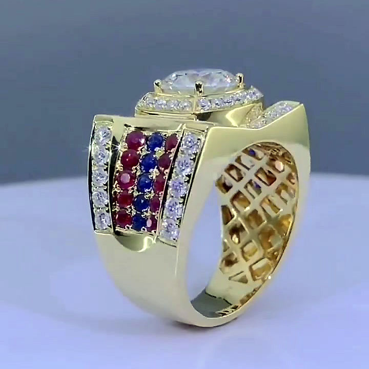 3ct Round Cut White Sapphire  Men's Engagement Ring