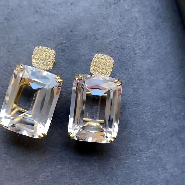 Cushion Cut White Sapphire Drop Earrings