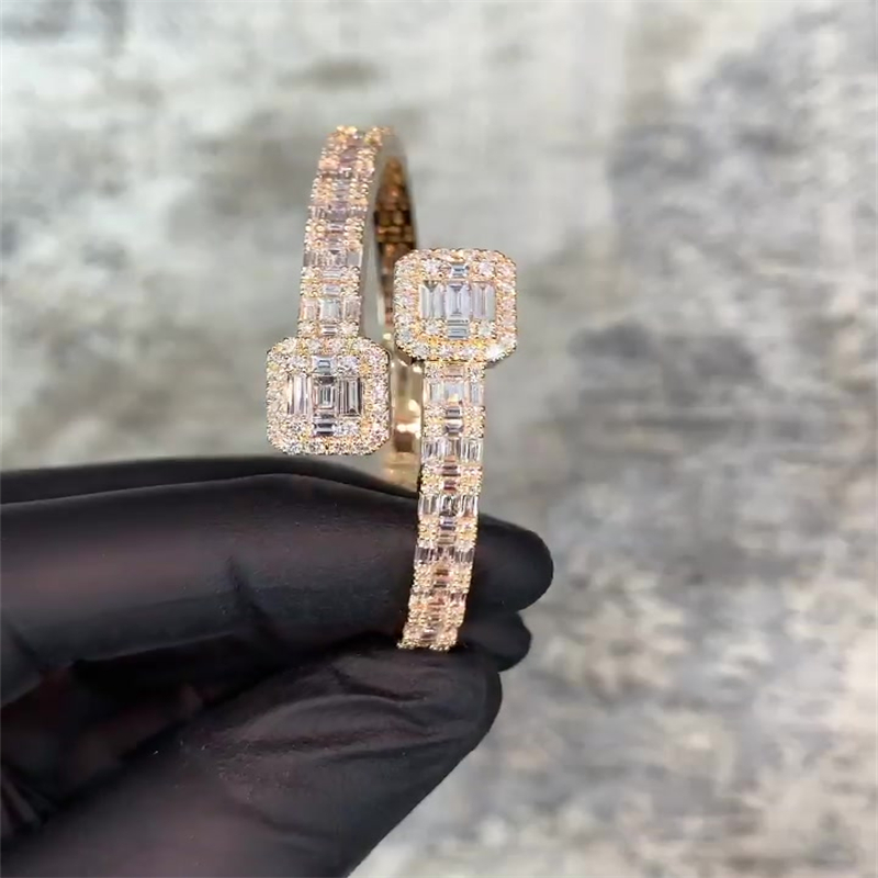 Trendy Design Opening Adjustable Emerald Cut Bracelet