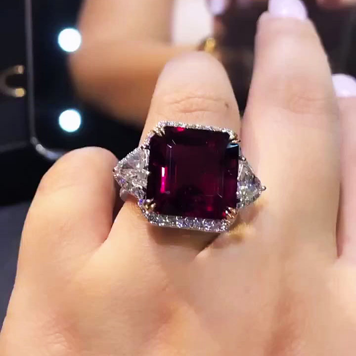 6ct Asscher Cut Ruby Sapphire Engagement Ring