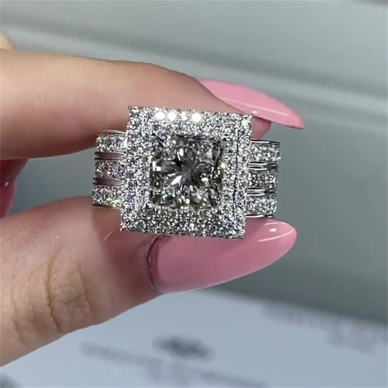 6ct Princess Cut White Sapphire Engagement Ring