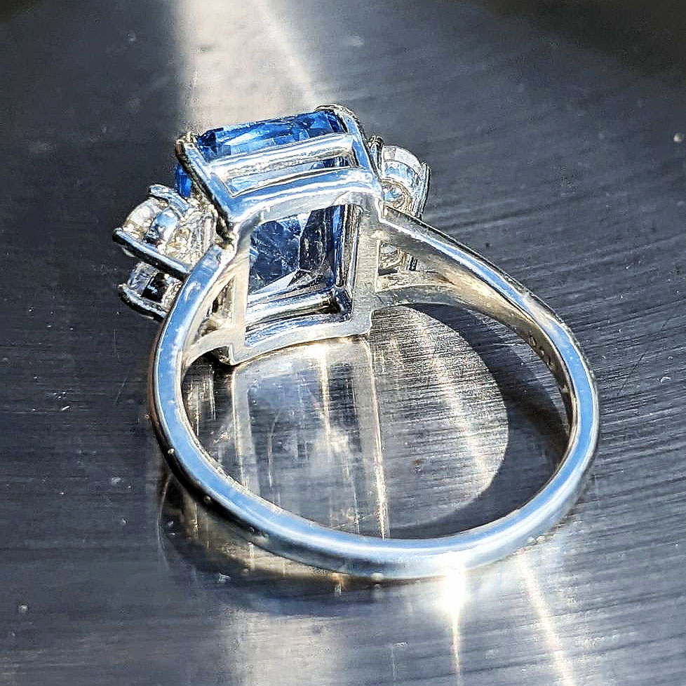 7ct Radiant Cut Aquamarine Sapphire Engagement Ring