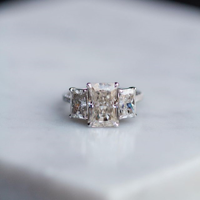 6.4ct Radiant Cut White Sapphire Wedding Ring