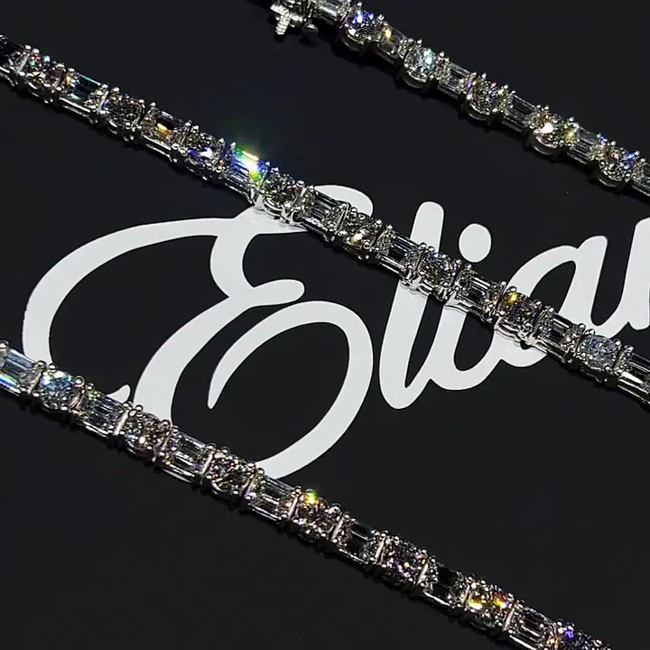 Emerald&Oval Cut White Sapphire Men's Necklace