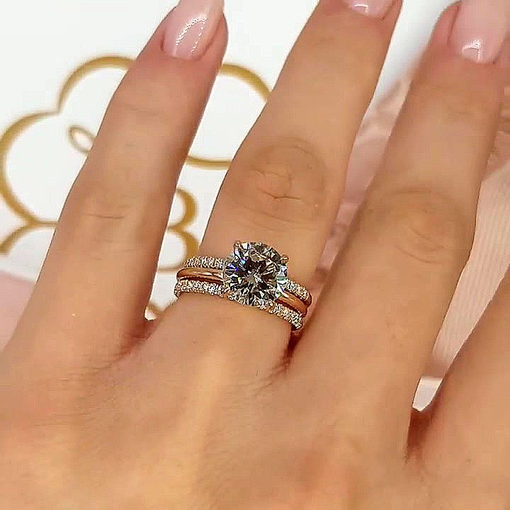 2ct Round Cut White Sapphire Wedding Set