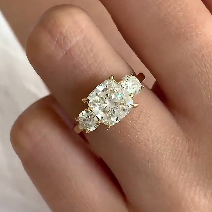 3ct Cushion Cut White Sapphire Engagement Ring