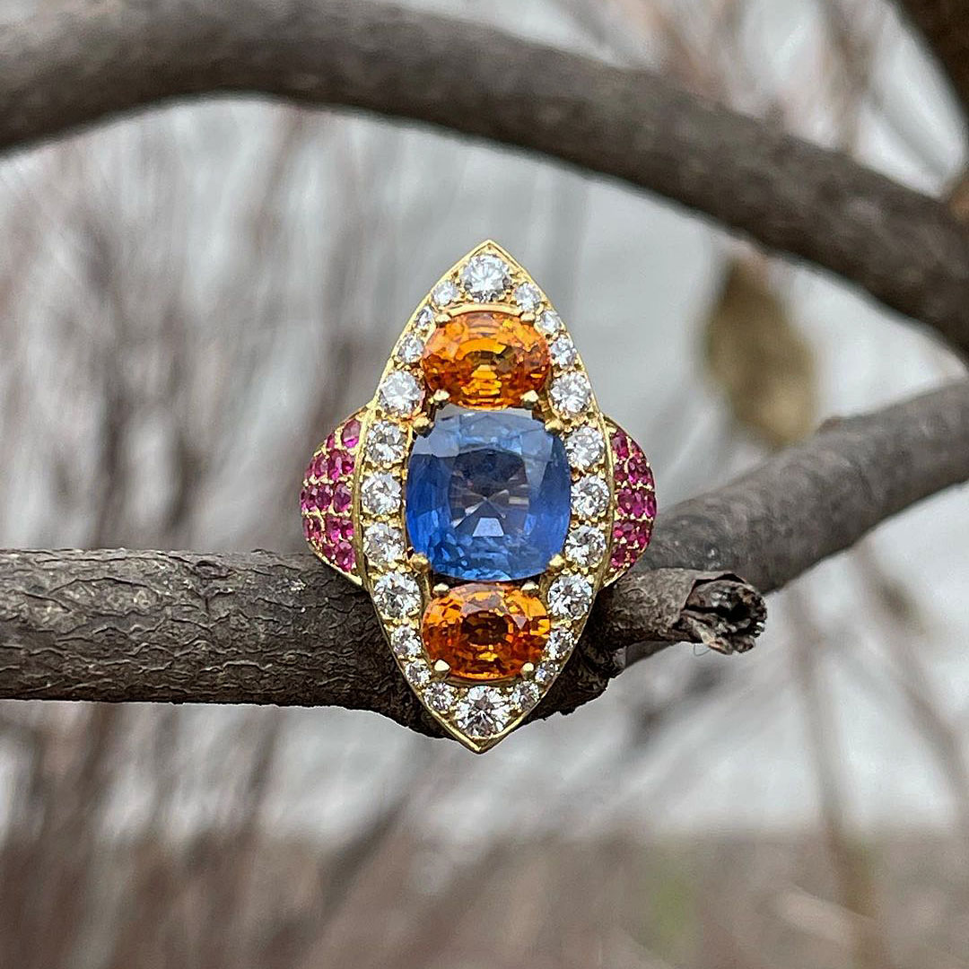 8.25ct Cushion Cut Blue Sapphire Eternity Ring