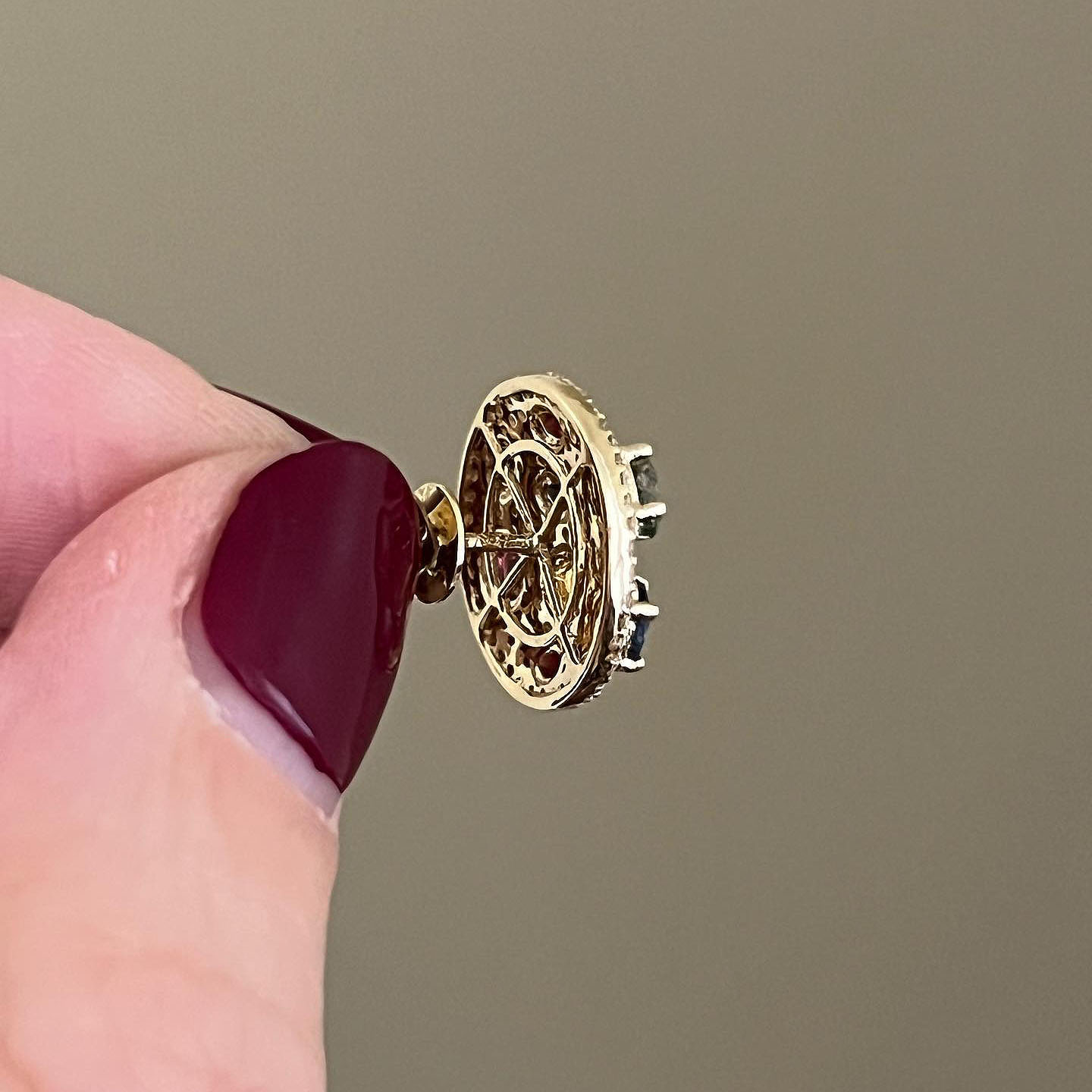 Oval Cut Rainbow Sapphire Stud Earrings