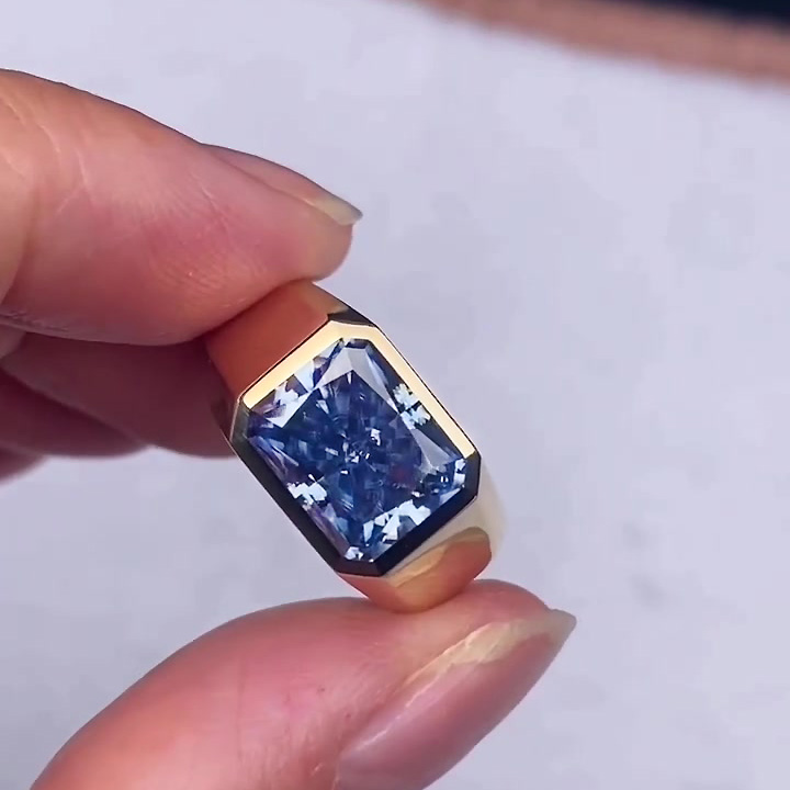 5ct Radiant Cut Blue Sapphire Engagement Ring
