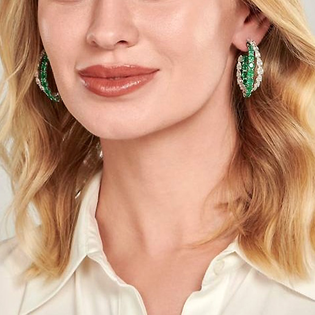 Two-tone Lab-created Sapphire Hoop Earrings