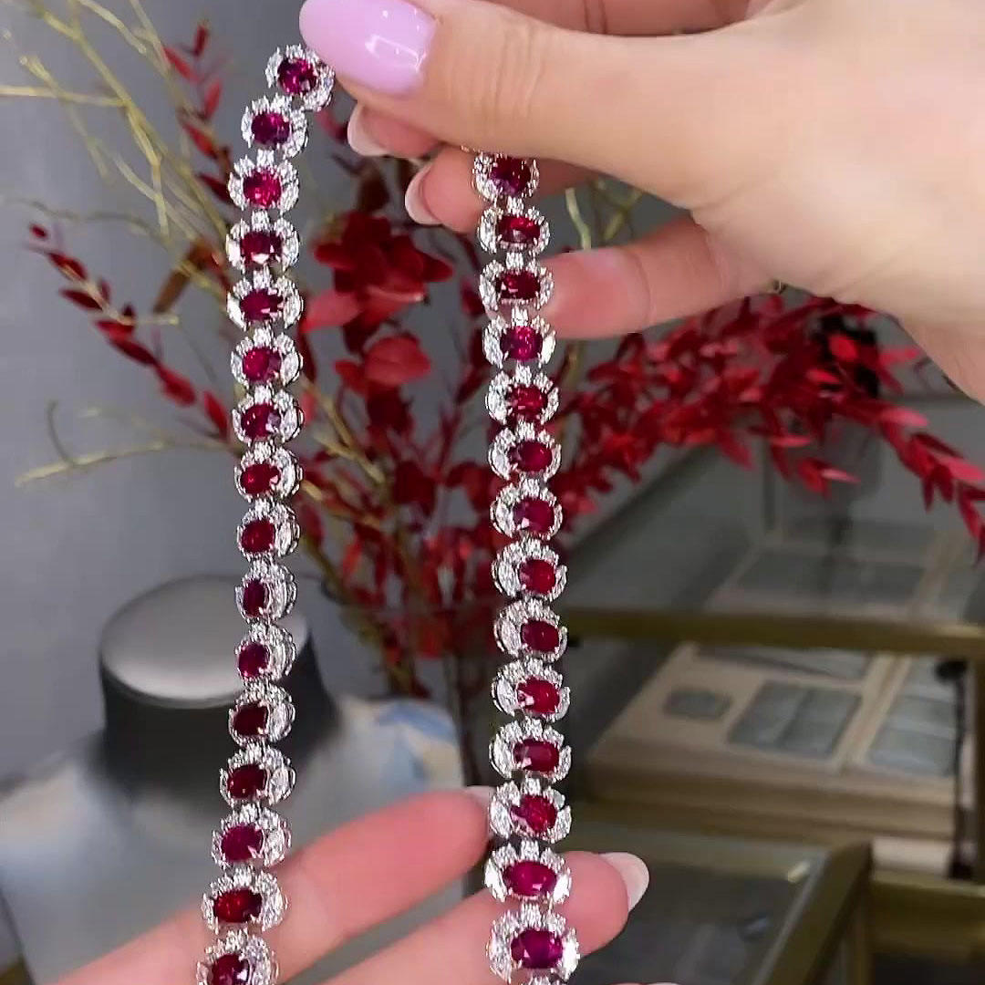 Oval Cut Ruby Sapphire necklace