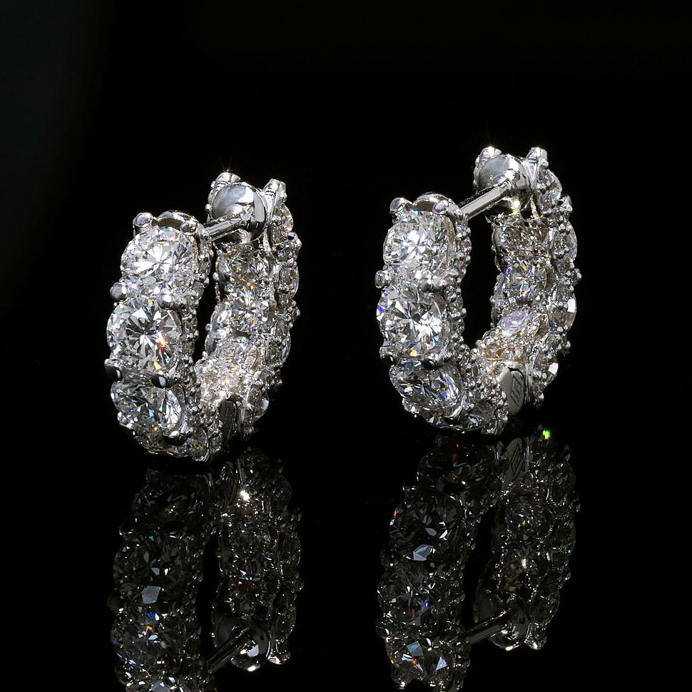 Round Cut White Sapphire Hoop Earrings