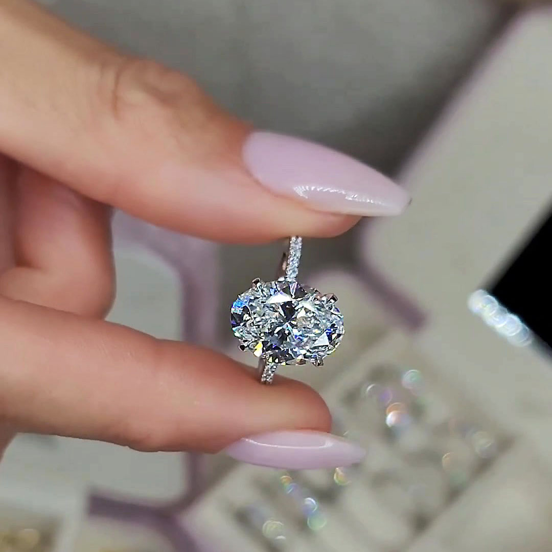 4ct Oval Cut White Sapphire Engagement Ring