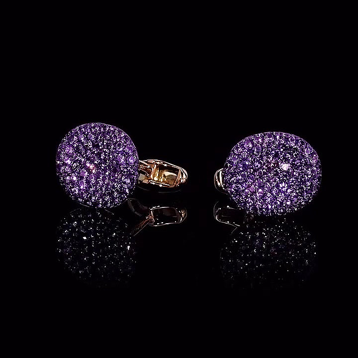 Micro-pave Setting Round Cut Amethyst Sapphire Stud Earrings