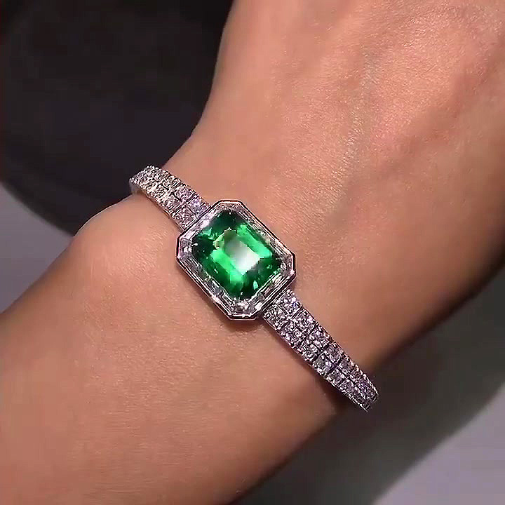Emerald Cut Emerald Sapphire Bracelet