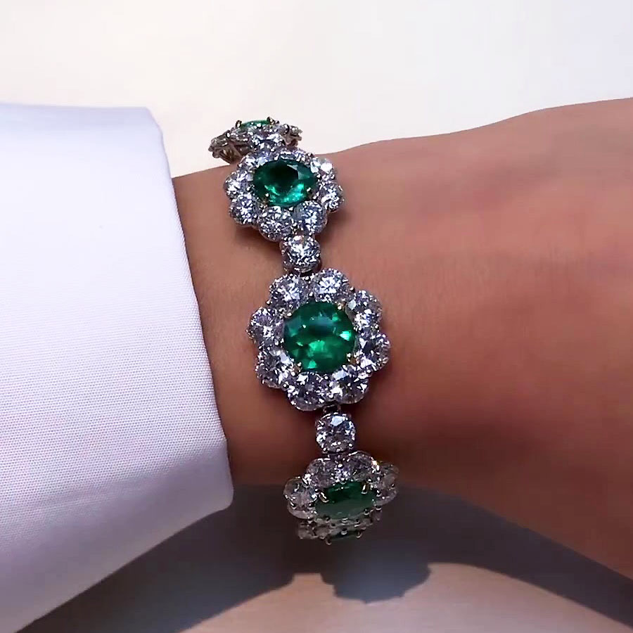 Round Cut Emerald Sapphire Bracelet