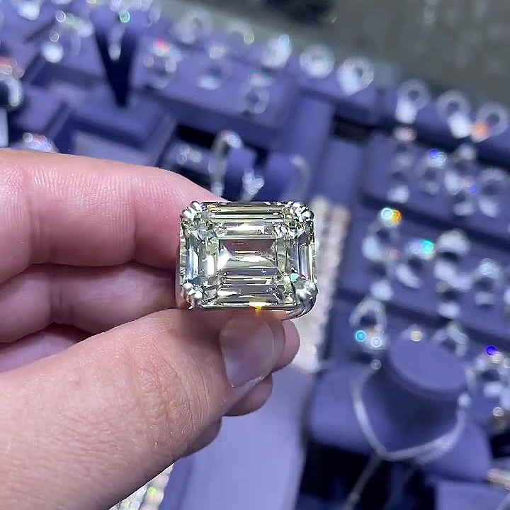 7ct Emerald Cut White Sapphire Men's Engagement Ring