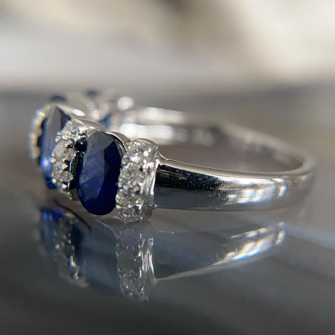 4.25ct Oval Cut Blue Sapphire Eternity Ring