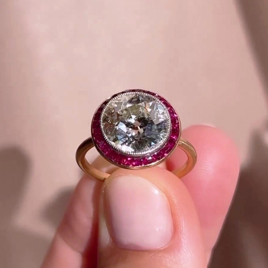 5ct Round Cut Ruby Sapphire Engagement Ring