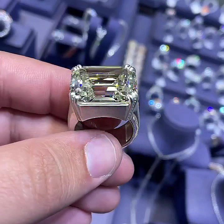 7ct Emerald Cut White Sapphire Men's Engagement Ring