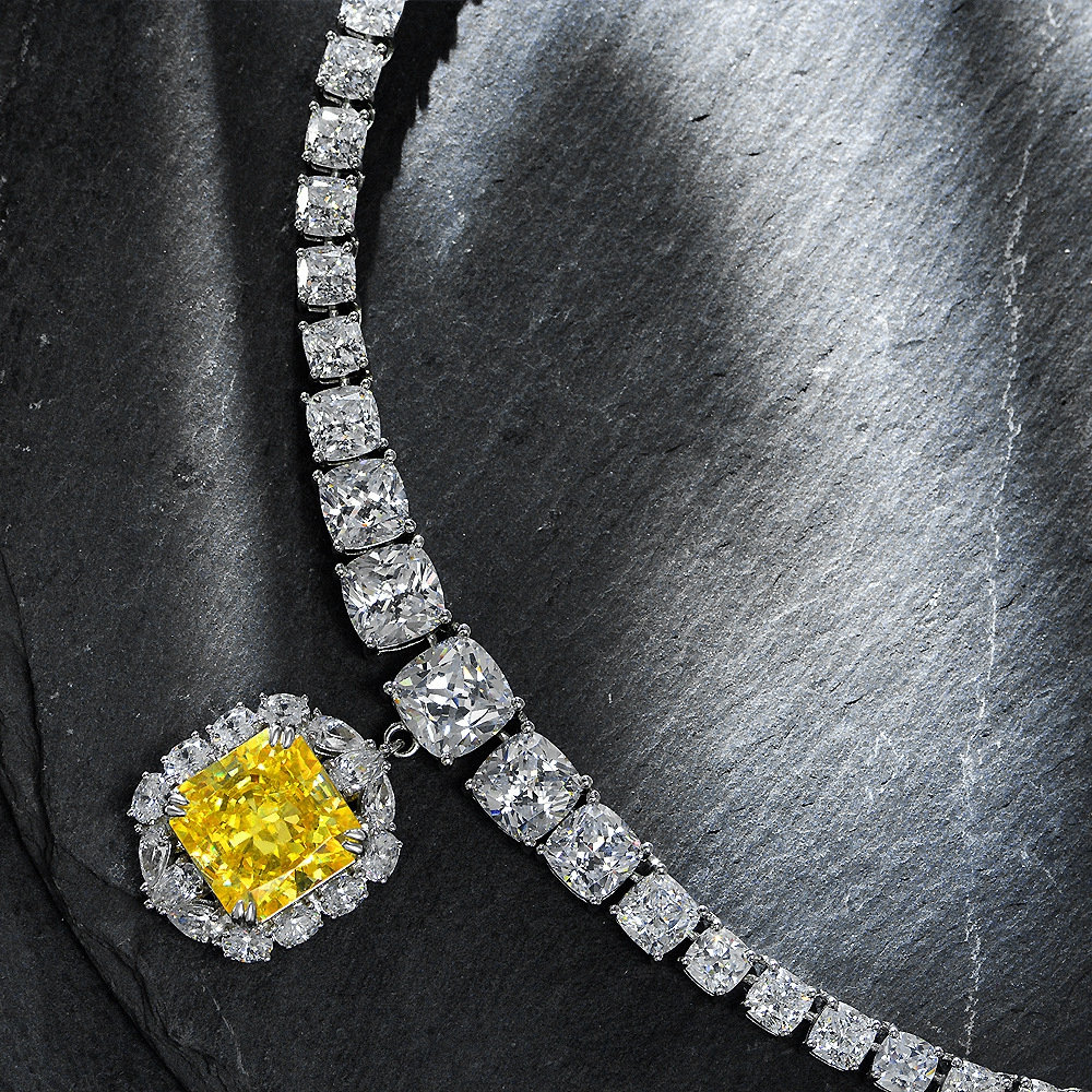 Luxury Radiant Cut Yellow Sapphire Necklace Choker