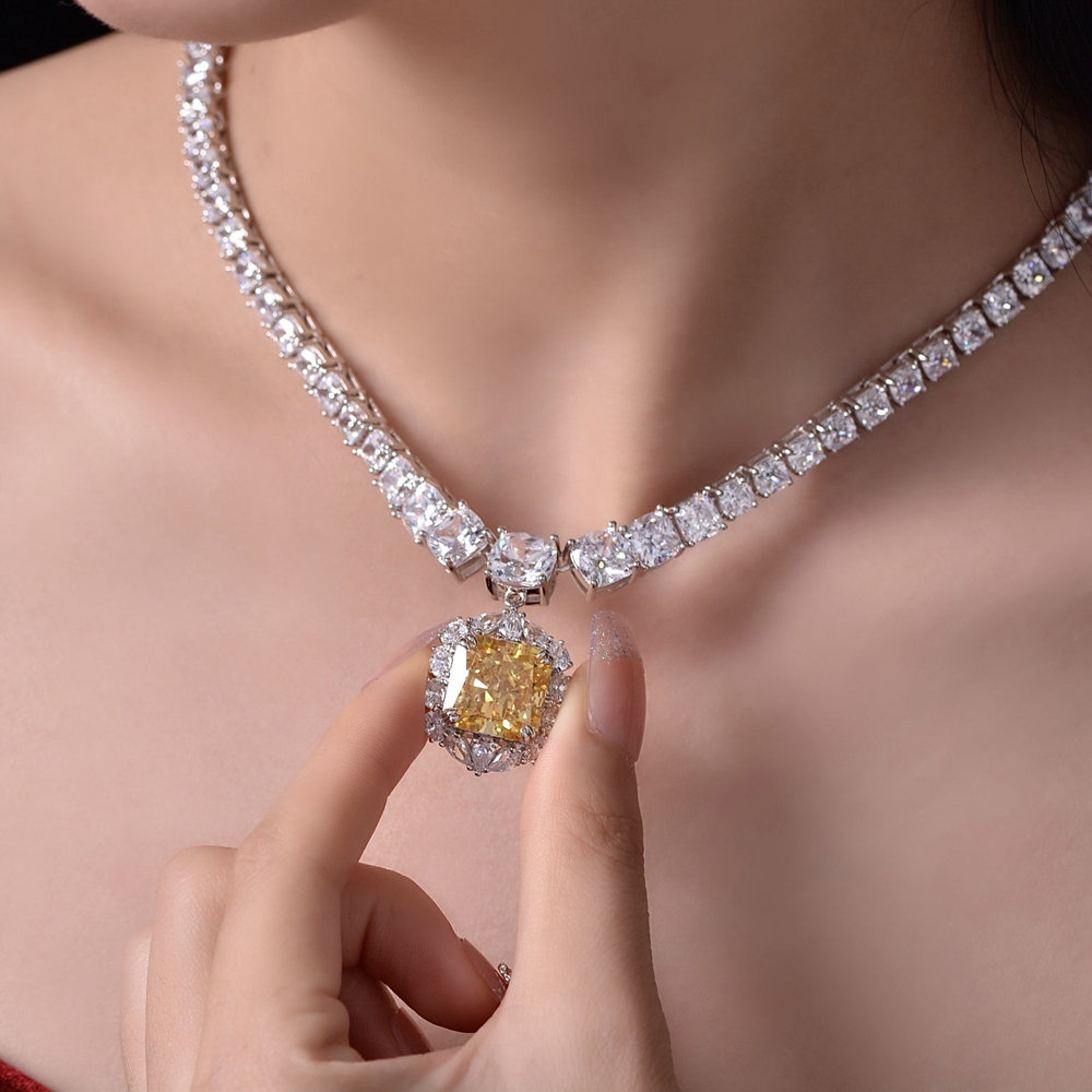 Luxury Radiant Cut Yellow Sapphire Necklace Choker