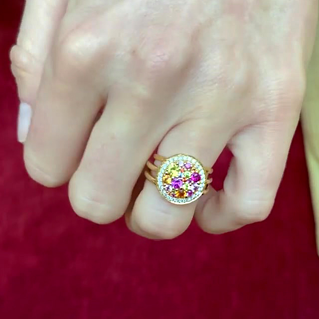 5.75ct Round Cut Rainbow Sapphire Wedding Set