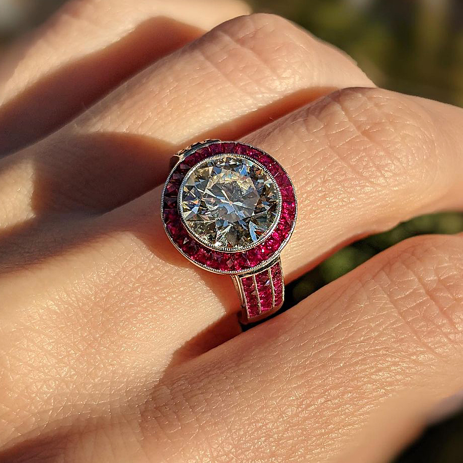 5ct Round Cut Ruby Sapphire Engagement Ring