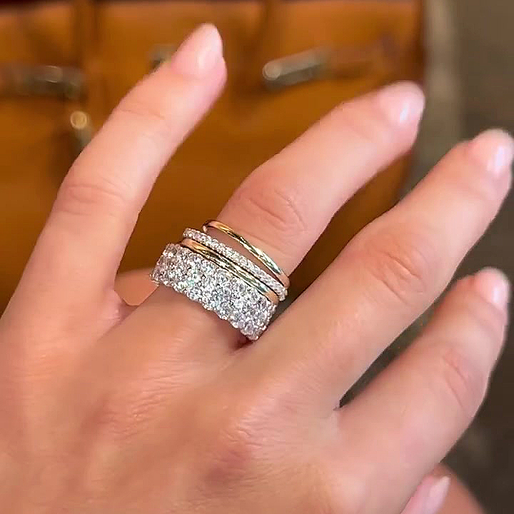 7.65ct Round Cut White Sapphire Stacking Ring Set /3pcs