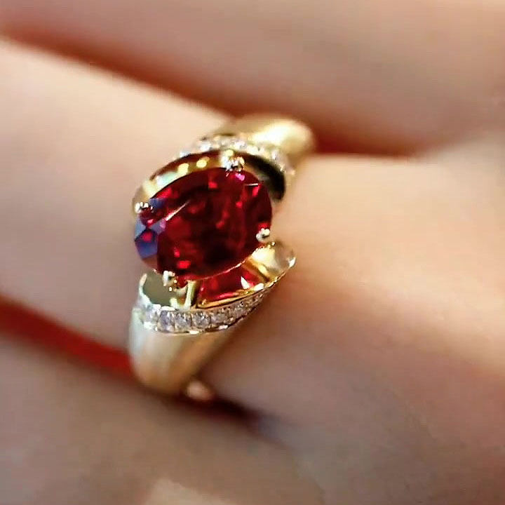 3ct Oval Cut Ruby Sapphire Engagement Ring