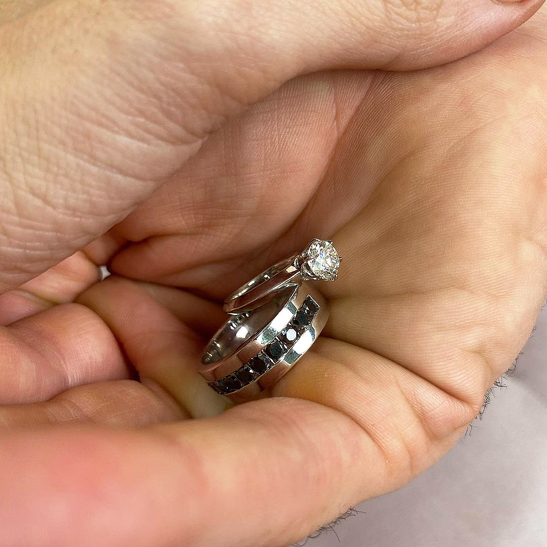 2.5ct Round Cut Black Sapphire Men's Eternity Ring