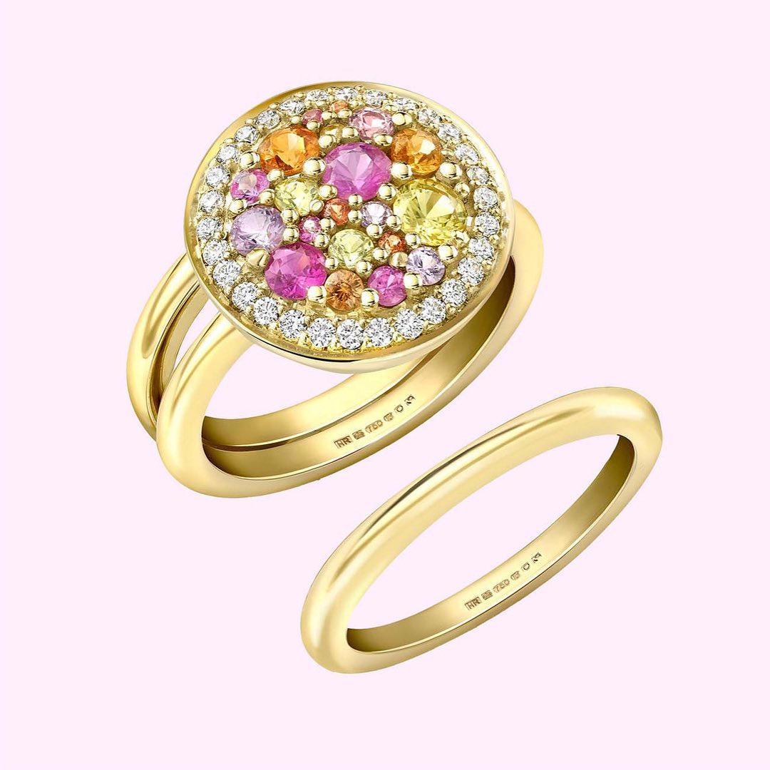 5.75ct Round Cut Rainbow Sapphire Wedding Set