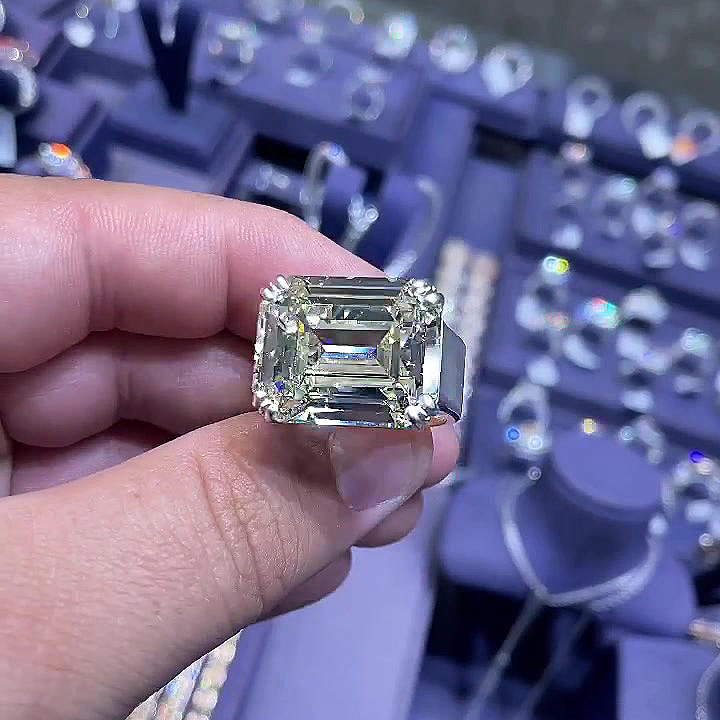 7ct Emerald Cut White Sapphire Men's Engagement Ring