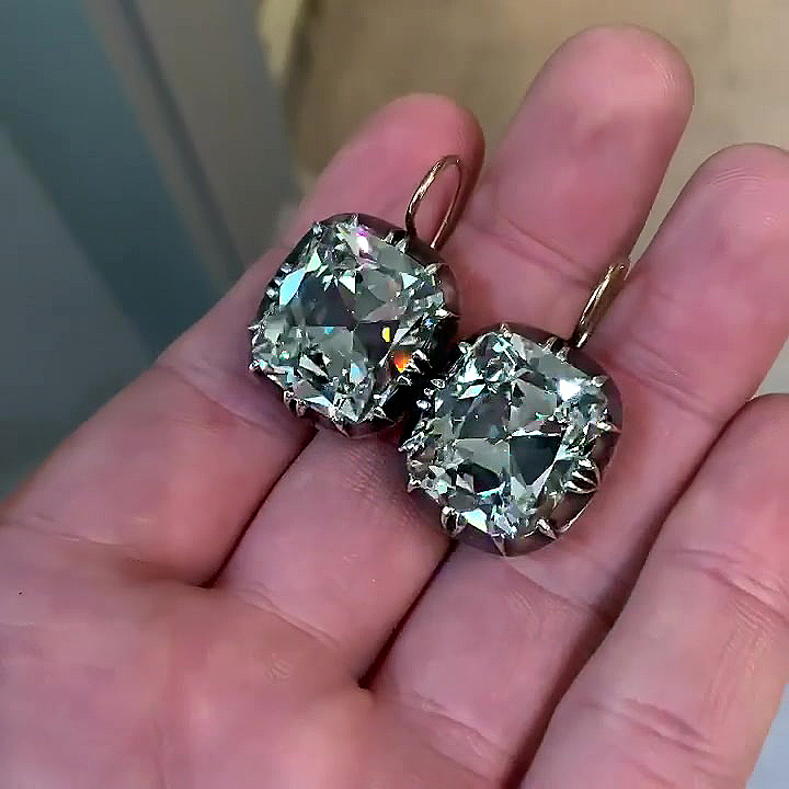 Cushion Cut White Sapphire Drop Earrings