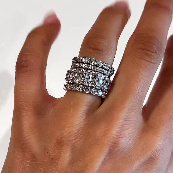 7.25ct Cushion Cut White Sapphire Wedding Set