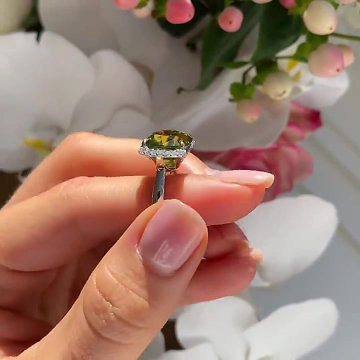 4ct Asscher Cut Peridot Sapphire Engagement Ring