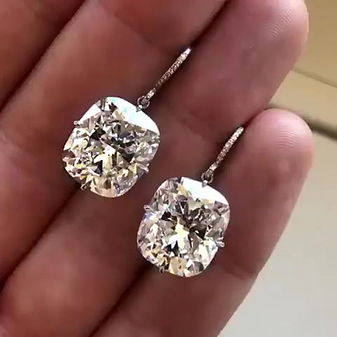 Cushion Cut White Sapphire Drop Earrings