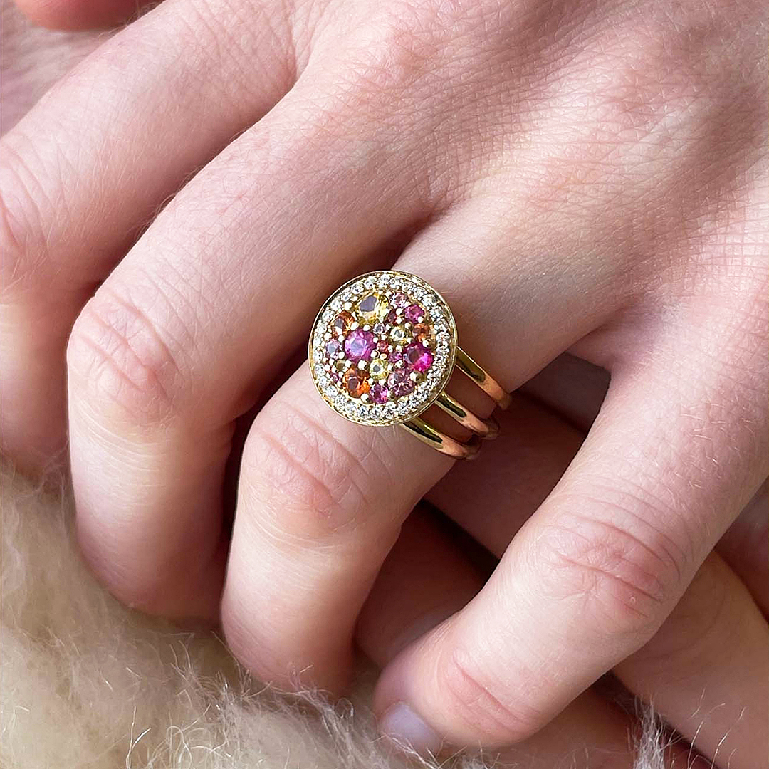 5.75ct Round Cut Rainbow Sapphire Wedding Set