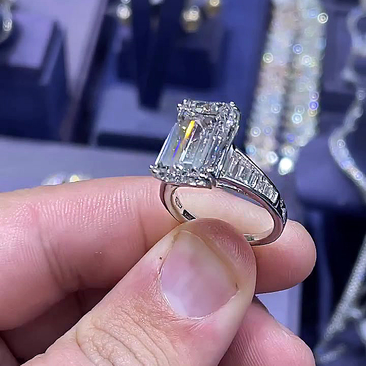 5ct Emerald Cut White Sapphire Engagement Ring