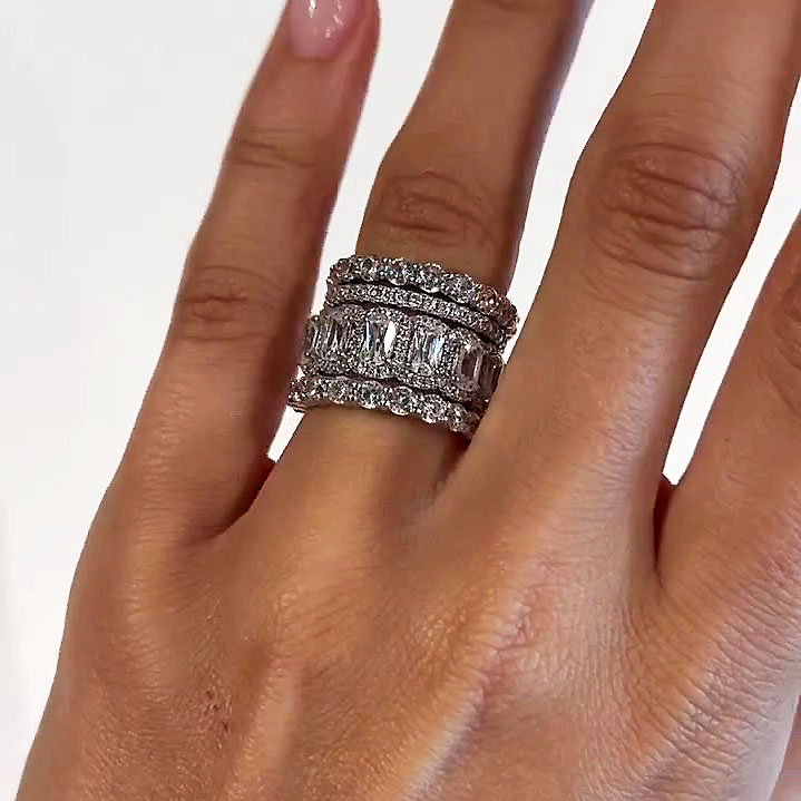 7.25ct Cushion Cut White Sapphire Wedding Set