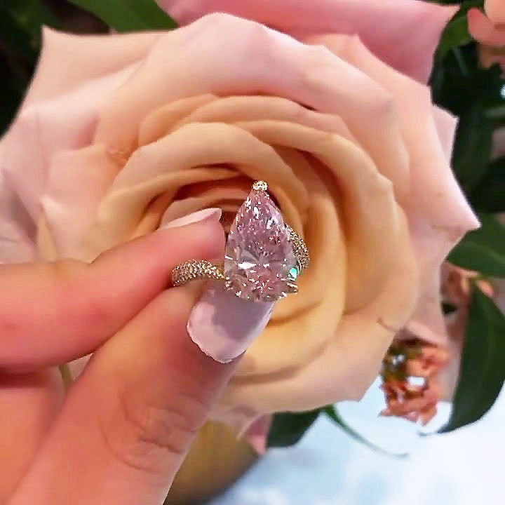 4ct Pear Cut Pink Sapphire Engagement Ring