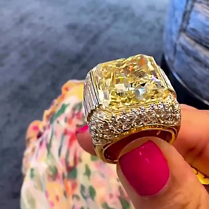 9ct Radiant Cut Yellow Sapphire Cocktail Ring