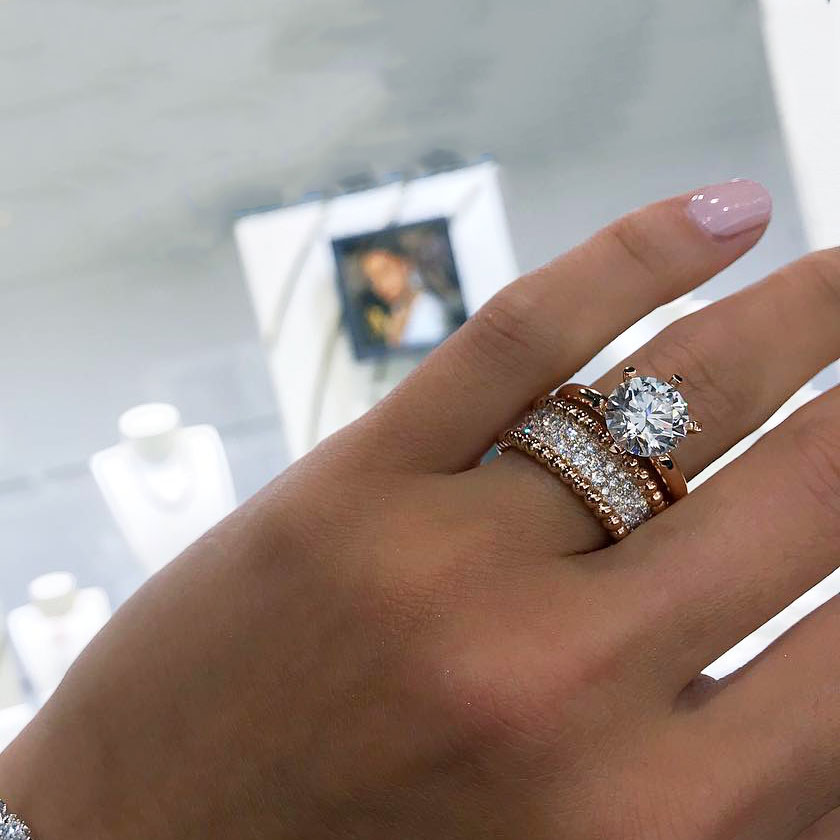 3ct Round Cut White Sapphire Bridal Set Rings