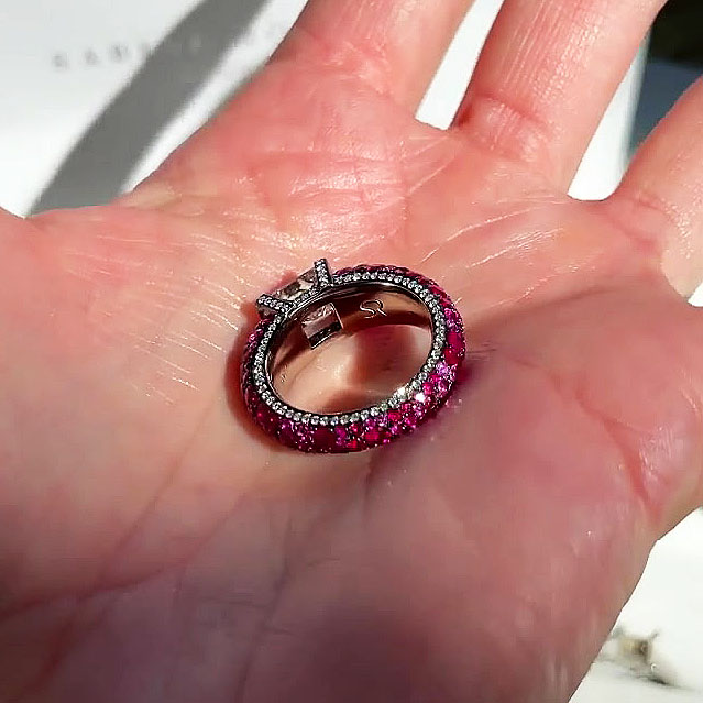 4ct Princess Cut Ruby Sapphire Cocktail Ring