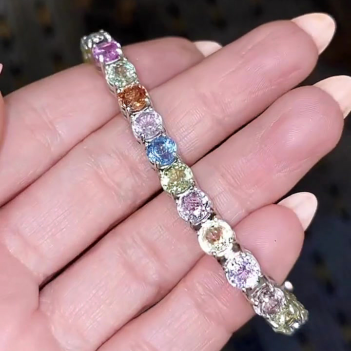 Round Cut colorful Sapphire Bracelet