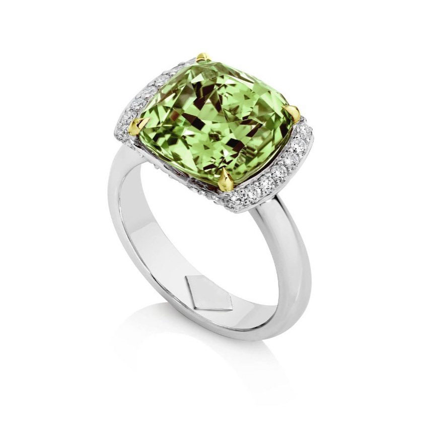 4ct Asscher Cut Peridot Sapphire Engagement Ring