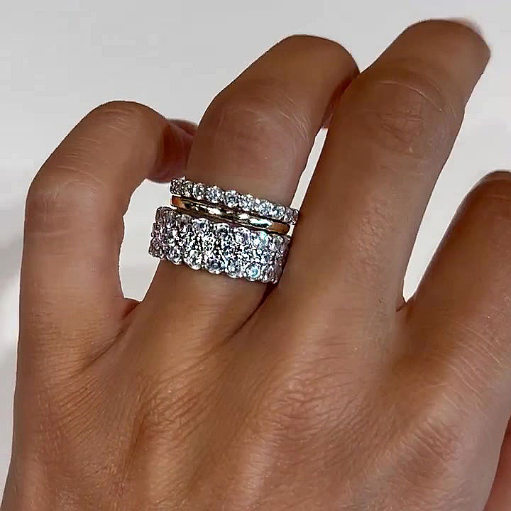 7.85ct Round Cut White Sapphire Wedding Set / 3pcs