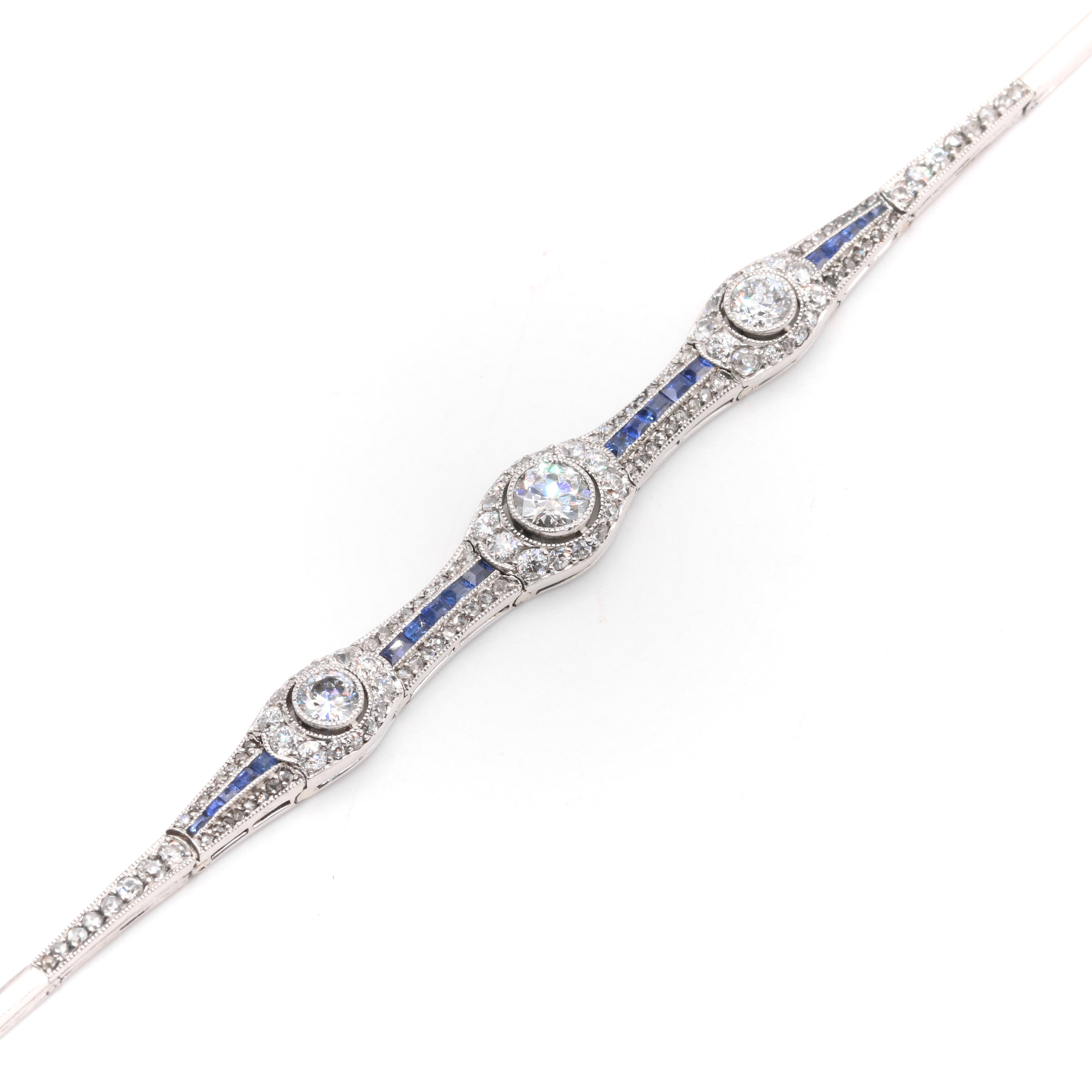 Round Cut Blue Sapphire Bracelet