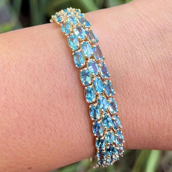 Oval Cut Aquamarine Sapphire Bracelet