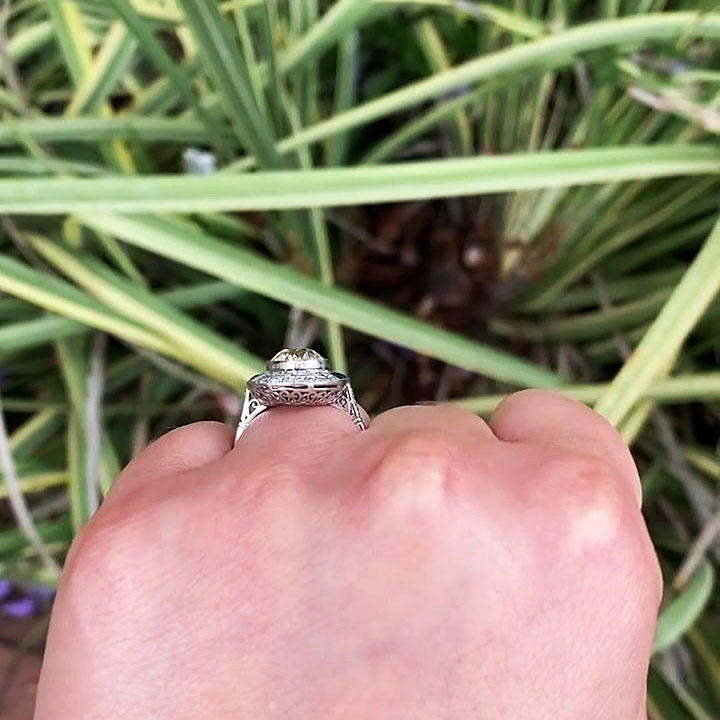 4ct Art Deco Round Cut Blue Sapphire Engagement Ring